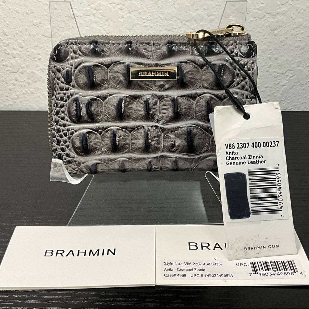 Brahmin Anita CHARCOAL ZINNIA Small Wallet GREAT For Extra Credit Cards
